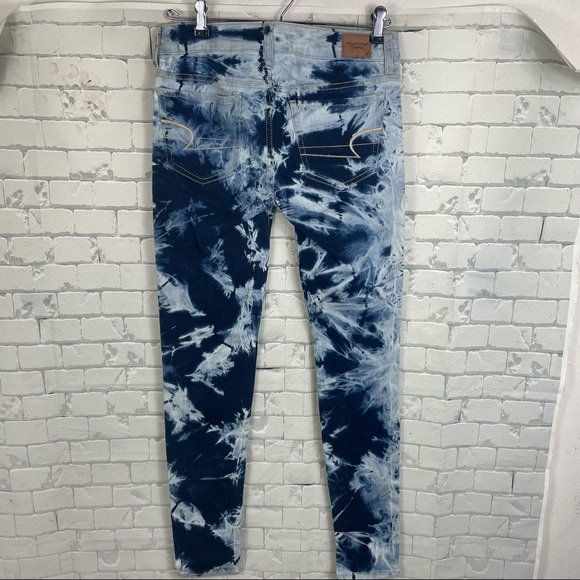 American Eagle AEO Bleached Tie Dye Skinny Stretch Jeggings 2 - Picture 3 of 11